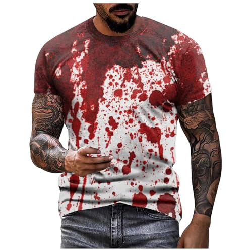 Halloween T-Shirt Herren Blutige Hand Spritzt Rotes Blut Handabdrücke Shirt Halloween Grafik T-Shirt Halloween Kostüm Herren Oberteile für Karneval Männer Blutspritzer Kurzarmshirt Halloween T-Shirt Herren Blutige Hand Spritzt Rotes Blut Handabdrücke Shirt Halloween Grafik T-Shirt Halloween Kostüm Herren Oberteile für Karneval Männer Blutspritzer Kurzarmshirt von Generic