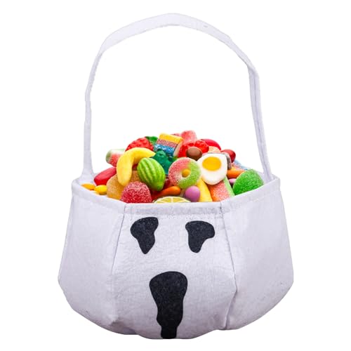 Halloween-Taschen | Tragbare Snack-Taschen aus Vlies mit Griff | gruseliger Aufbewahrungskorb für Frauen, , Mädchen, Teenager, , Schwestern, Tochter, Freundin, Ehefrau, Weiß (White Ghost von Generic