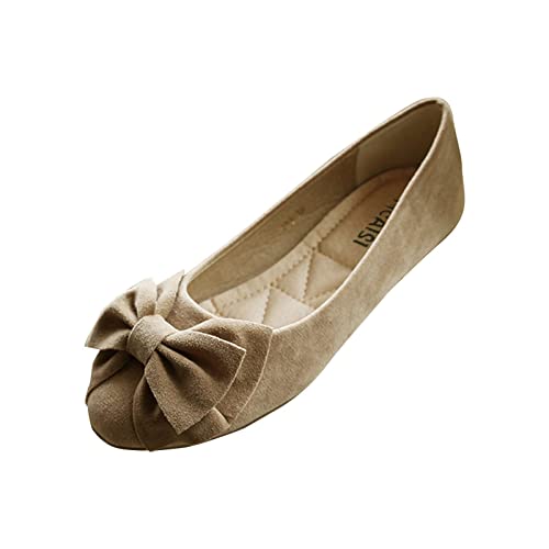 Hallux Valgus Schuhe Damen Damen Singles Schuhe Flache Schuhe Bowknot Freizeitschuhe Slip On Arbeitsschuhe Damen Schuhe Classic (Khaki, 38) von Generic