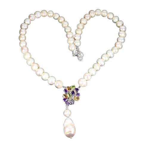Halskette 925 Naturperlen Olivine Citrin Saphir Amethyst Traumhaft von Generic