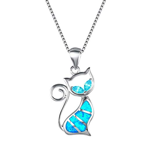 Halskette Charm Anhänger Katze Mädchen Anhänger Persönlichkeit Wild Halsketten Anhänger Zarte Halsketten für Frauen, blau, Einheitsgröße von Generic