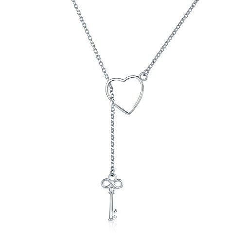 Halskette Damen,925 Sterling Silber Sweet Key of Heart Lock Link Chain Halsketten & Anhänger Damen Luxus Sterling Silber Schmuck von Generic