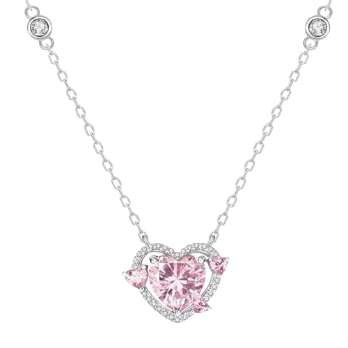 Halskette Damen wojonifuiliy01 Herzförmige Halskette zum Valentinstag Eleganter Silberanhänger mit Verstellbarer Kette, perfekt für Sie Kette Geschenk für Mutter Freundin (10cm) von Generic