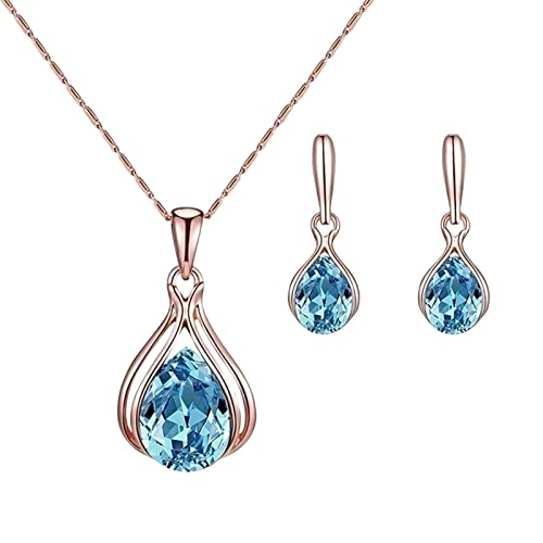 Halskette Einfaches Ornament Damen Blau Anhänger Set Schmuck Grün Ohrring Tropfen Halsketten & Anhänger Damen Diamant Halskette, blau, Einheitsgröße von Generic
