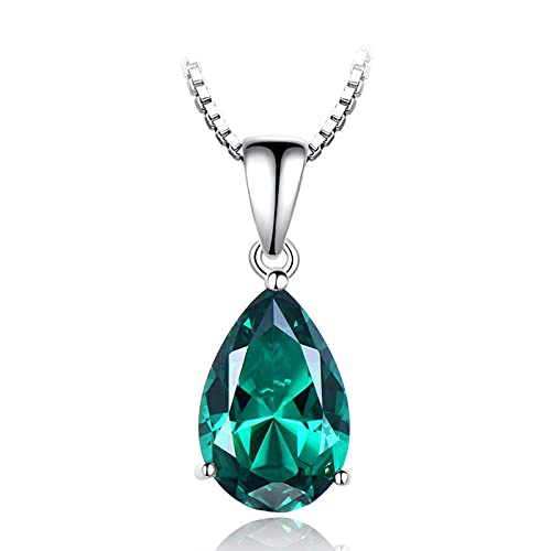 Halskette Für Frauen Anhänger Halskette Für Frauen 925 Sterling Silber Anhänger Halskette Nano Russisch Simulierter Smaragd Edelstein Zirkon Kette Halskette Geschenk von Generic