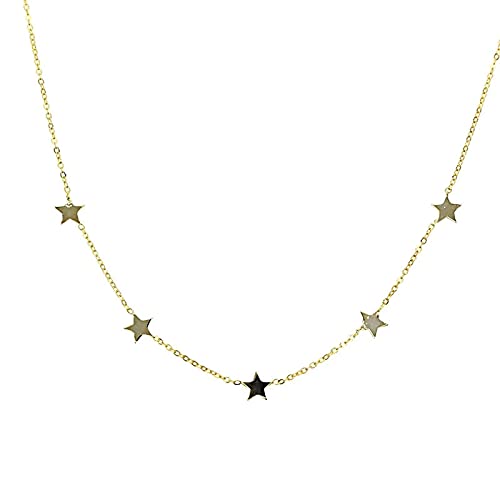 Halskette Für Frauen Schlüsselbeinkette Halskette Weihnachten Gold Vermeil 925 Sterling Silber Minimal Delicate Star Choker Halsketten Frauen Charmante Geschenke Gold von Generic