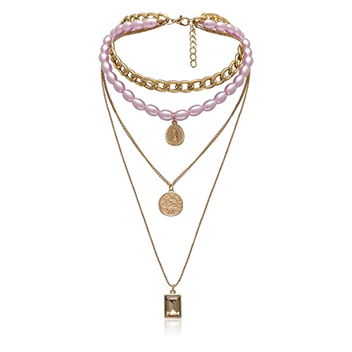 Halskette Kette Halskette Für Frauen Halskette Coole Punk Hip Hop Rock Perle Choker Für Frauen Mädchen Geschenke Edelstahllegierung Mode Geschenk M von Generic