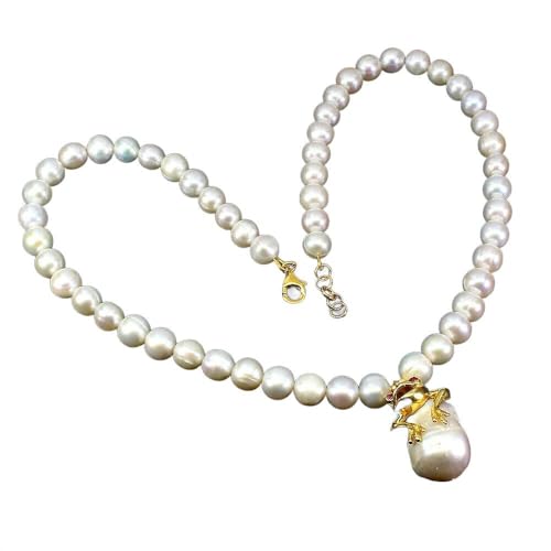 Halskette Rubin Perlen 925 Silber Natur Frosch von Generic