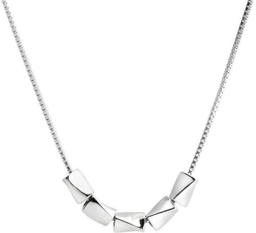 Halskette S925 Sterling Silber Crushed Silber Sub Halskette Weibliche Sommer Nische Leichte Luxustransfer Perlen Bohnen Colarbone Kette Geschenk, Weißgoldfarbe, 925 Silber von Generic