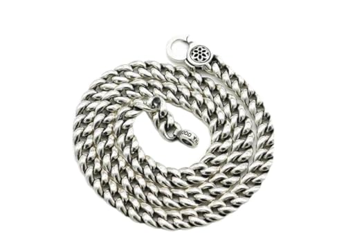 Halskette S925 Sterling Silber Retro Handgefertigtes Kirschblütenhexagramm Halskette Männliche Mode -Flow -Persönlichkeitskette Einer Kette Dicke Beutelkette Hose Kette, 925 Silber, Angepasst ander von Generic