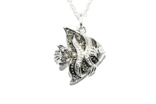 Halskette Silber 0.10ct Diamanten Natur Fisch von Generic