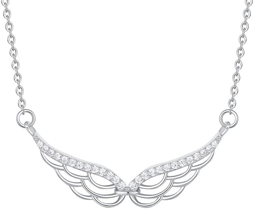 Halskette Silber Halskette, einfach für Womesterling Engel Flügel Zircopendent Zircopendent Zircopendent Zirkelköcher trendy zarte Chai -Schmuck ihre Mädchen Paare von Generic