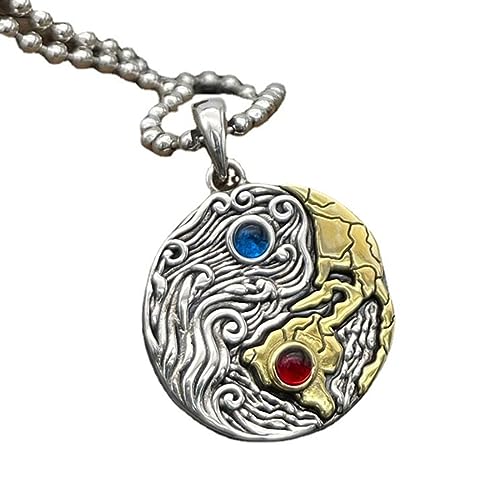 Halskette mit Anhänger aus S925er Sterlingsilber mit einzigartigem Wellenmuster und Edelsteinen für Damen und Herren von Generic