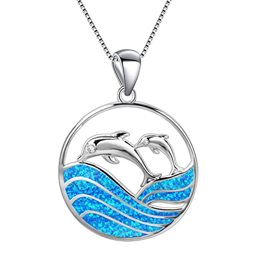 Halskette mit Delfin-Anhänger für Eltern, Kind, modisch, kreatives Design, Schlüsselbeinkette, blau, Einheitsgröße von Generic