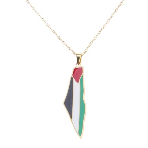 Halskette mit Palästina-Karten-Anhänger, ethnische Hip-Hop-Kette, Schmuck, Pulloverkette, Accessoire für Herren, SizeApprox.55x15mm/21.65x5.91inches, Edelstahl von Generic