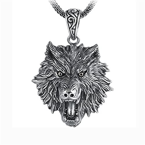 Halskette mit Wolfskopf-Anhänger aus S925-Sterlingsilber für Herren von Generic