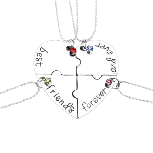 Halsketten Welt and Ever Necklace with Broken Heart Charm Pendant Set Necklace Three Or Four Piece Set Halskette Farbwechsel (C, One Size) von Generic