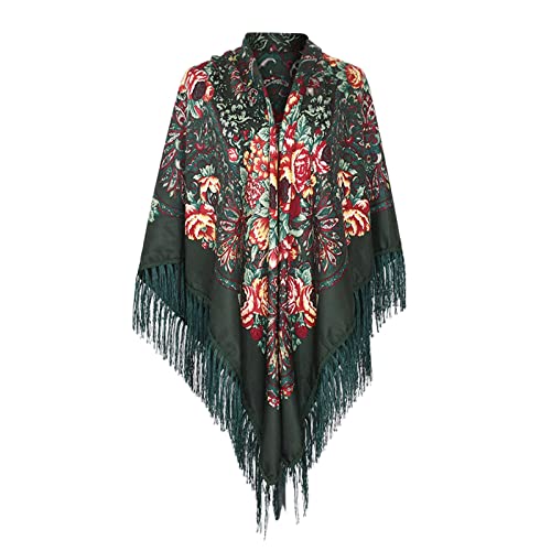 Generic Damen Schal mit traditionellem ukrainischem/polnischem/russischem Blumenmuster und Fransen Eleganter Seidenschal für Damen und Herren von Generic