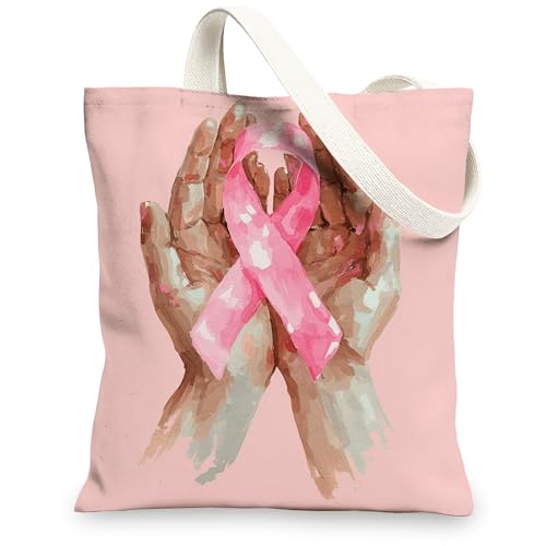 Handbemalte Leinentaschen, Pfirsichband, wiederverwendbar, modern, elegant, leicht, waschbar, mit Schulterriemen für Fitnessstudio O, pfirsich, 13x15 Inch von Generic