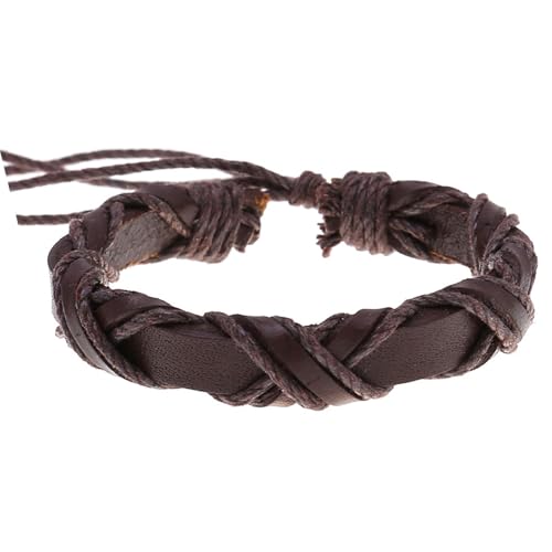 Handcraft Twining Designs schwarzes braunes robustes PU-Lederarmband für Männer und Frauen, besondere Tagesgeschenke, Freizeitkleidung von Generic