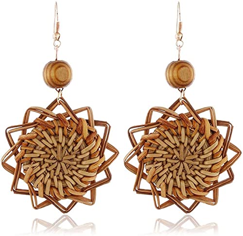 Handgefertigte Holzohrringe hohle Vintage leichte geometrische Rattan ethnische Ohrringe Handgefertigte Holzohrringe hohle Vintage leichte geometrische Rattan ethnische Ohrringe von Generic