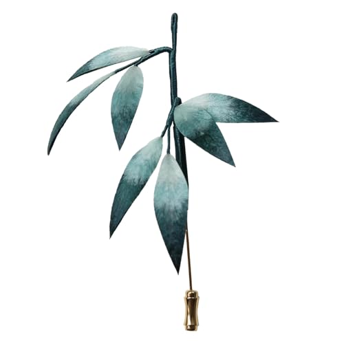 Handgefertigte Maulbeere und Seide, Kupfer-Brosche, Anstecknadel, Geschenk für Damen und Herren, Blattgrün, Seide, Maulbeere von Generic