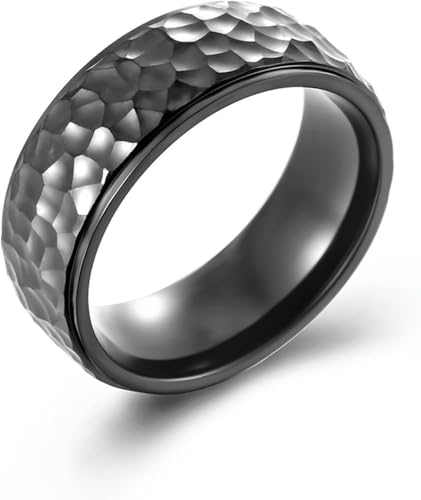 Handgefertigter Ring aus Titanstahl mit gehämmerter Textur, Unisex, minimalistischer Schmuck für Männer und Frauen Handgefertigter Ring aus Titanstahl mit gehämmerter Textur, Unisex, minimalistischer Schmuck für Männer und Frauen von Generic