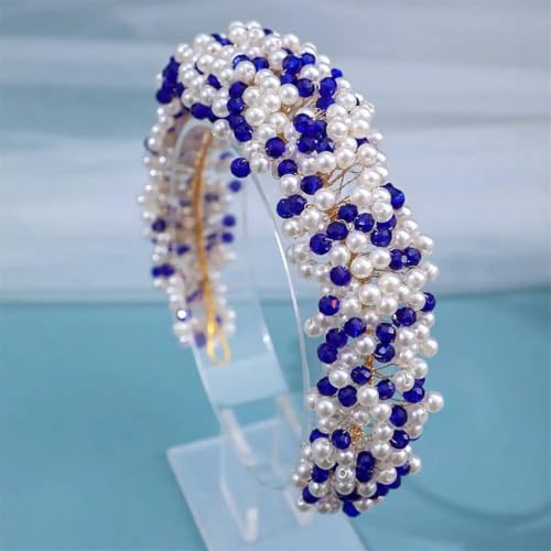 Handgefertigtes Damen-Haarband mit Perlen, Tiara für Abschlussball, Party, Braut, Hochzeit, Haarschmuck, Schmuck, Band, Stirnband, Blau1 von Generic