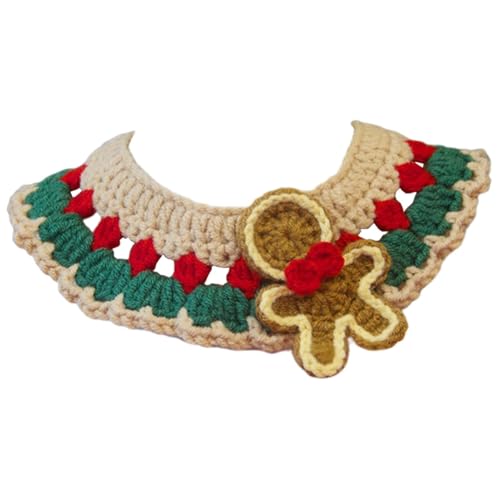 Handgemachte gestrickte Häkel-Lätzchen für Katzen, Weihnachts-Katzen-Halsbänder - Handgemachtes Weihnachts-Lätzchen aus Wolle für Haustiere | Mag gestricktes Weihnachtshalsband aus Wolle von Generic