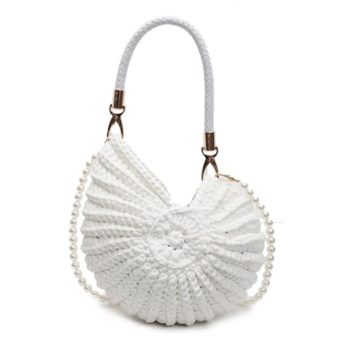 Handgewebtes Muschel Frauen Beach Umhängetasche Perlenketten -Crossbody -Tasche (weiß) von Generic