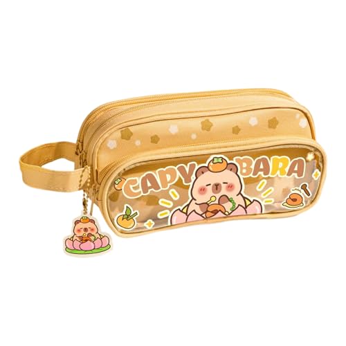 Handheld Transparente Bleistiftbeutel - 3,94 Zoll Capybara Mit Großer Kapazität, 5 Schichten Klarer Capybara -Bleistiftfälle | Großkapazität Schreibwarenbeutel, Hochwertige Cartoon-Bleistiftbeutel Sch von Generic