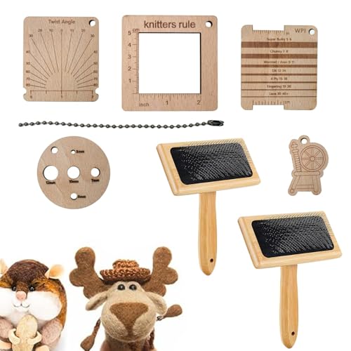 Handkardierer Für Wolle,Handkardierer Für Wolle, Holzbürsten | 8 Stück Wollkamm - Robustes Garnbürsten-Wollmischbrett Für Hunde, Welpen, Katzen von Generic