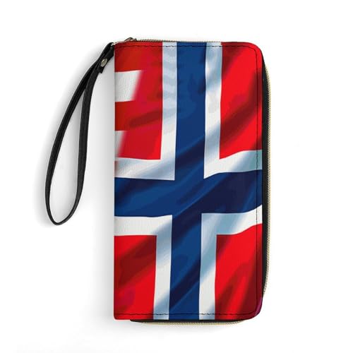 Handtaschen Amerika-Flagge Und Norwegische Flagge Tragbare Brieftasche Retro Leder Geldbörse Vintage Brieftasche Für Frauen, Tochter, Freund von Generic