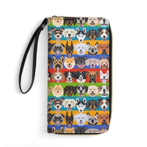 Handtaschen Bunte Hunde Reißverschluss Geldbörse Printmotiv Tragbare Brieftasche Lustige Wallet Für Mutter, Kinder, Mädchen von Generic