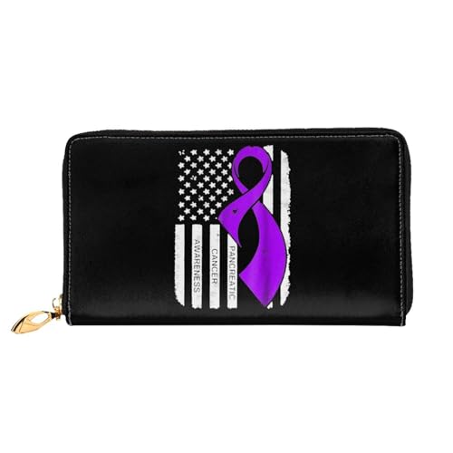 Handtaschen Flagge Zur Aufklärung Über Bauchspeicheldrüsenkrebs Kartenetui Vintage Design Leder Geldbörse Retro Wallet Für Freund, Frauen, Mutter von Generic