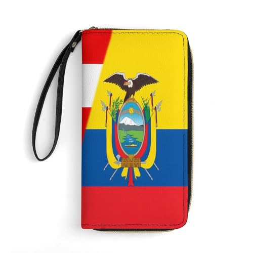 Handtaschen Halb Puertoricanische, Halb Ecuadorianische Flagge Portmonee Retro Brieftasche Kreative Kartenetui Für Freundin, Kinder, Lehrer von Generic