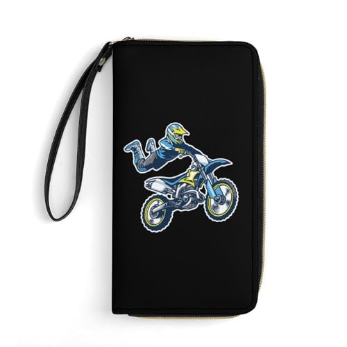 Handtaschen Motocross-Fahrer Portemonnaie Printmotiv Tragbare Brieftasche Niedliche Reißverschluss Geldbörse Für Frauen, Mutter, Mädchen von Generic