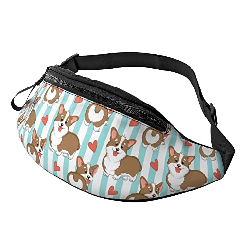 Handytasche Tasche Schöner Corgi-Streifen-Druck, Hüfttasche Atmungsaktiv Lauftasche Mode Gürteltasche Für Damen Fitness Fahrrad von Generic