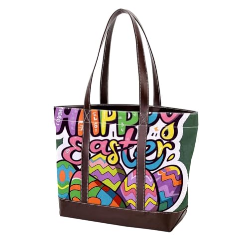 Happy Easter Creative Font-1266 Schultertaschen für Damen, groß, weiches gewaschenes Leder, Geldbörsen und strapazierfähige Handtaschen, Mehrfarbig 04, 33.8x12x31cm/13.3x4.7x12.2 in Happy Easter Creative Font-1266 Schultertaschen für Damen, groß, weiches gewaschenes Leder, Geldbörsen und strapazierfähige Handtaschen, Mehrfarbig 04, 33.8x12x31cm/13.3x4.7x12.2 in von Generic