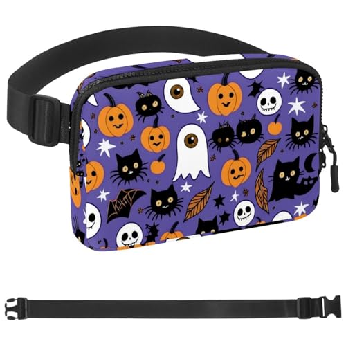 Happy Halloween-320 Gürteltasche für Damen und Herren, Gürteltasche mit verstellbarem Riemen, modische Umhängetasche für Reisen, Outdoor, Laufen, Wandern, Mehrfarbig 02, 1.5x9.0x5.9in/4x23x15cm von Generic
