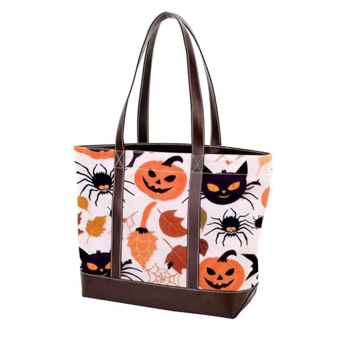 Happy Halloween modische Geldbörse aus strapazierfähigem Leder für Damen, mit Tragegriff oben, mit Taschen, Reißverschluss, mehrfarbig, 33,8 x 12 x 31 cm von Generic