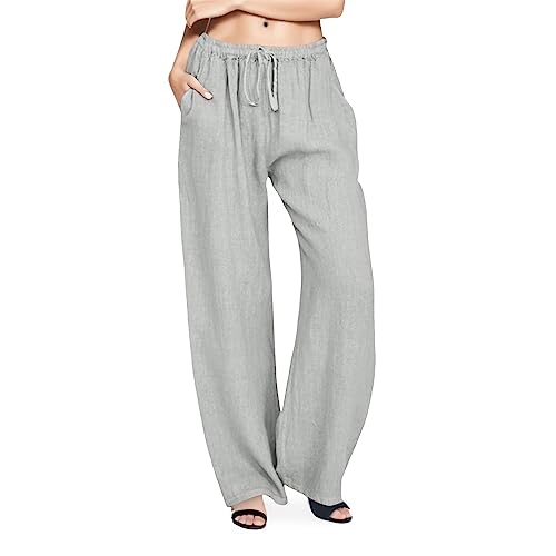 Haremshose Damen Baumwolle Leinen Leichte Sommerhose Baggy Pumphose Leineinhose Elastisch Weich Stretch Bequem Strandhose Einfarbige Jogginghose Freizeithose von Generic