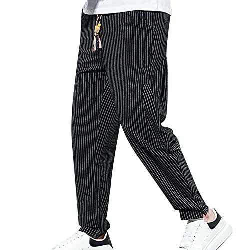 Haremshose Herren Gestreiftes, Hosen Große Größen-Leinenhose Herren Baggy Freizeit Bequeme Tasche Jogginghose Trouser Slim Fit Outdoorhose Stylischer Pants Trouser Pluderhose Haremshose Herren Gestreiftes, Hosen Große Größen-Leinenhose Herren Baggy Freizeit Bequeme Tasche Jogginghose Trouser Slim Fit Outdoorhose Stylischer Pants Trouser Pluderhose von Generic