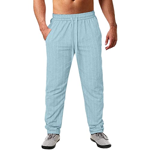 Haremshose Herren Weites Bein Baggy Herrenhose Leinenhose Leinen Weit Strandhose Haremshose mit Gummizug Freizeithose Sommerhose von Generic