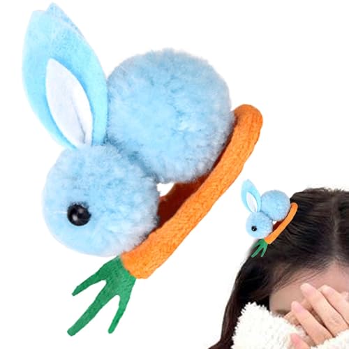 Hasen-Clip ? Karotten-Hasen-Clip zum Ostertag | Niedlicher Plüsch-Hasen-Clip aus elastischem Plüsch, Tier, Hase, Haarschmuck für Frauen und Kinder von Generic