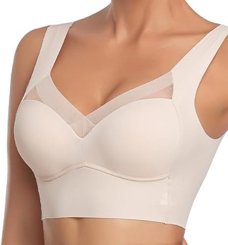 Hatme Haltungskorrektur BH, Comfy Wmbra Haltungskorrektur BH, Wmbra BH Original Übergröße Ohne Bügel BH (DE/NL/SE/PL, Alphanumerisch, L, Regular, Regular, Beige) von Generic