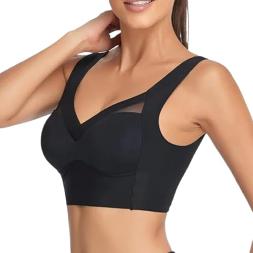 Hatmeo Haltungskorrektur BH, Hatmeo BH, Wmbra Haltungskorrektur BH ohne Bügel, atmungsaktiver Lift-up-BH für Frauen (DE/NL/SE/PL, Alphanumerisch, 5XL, Regular, Regular, Black) von Generic