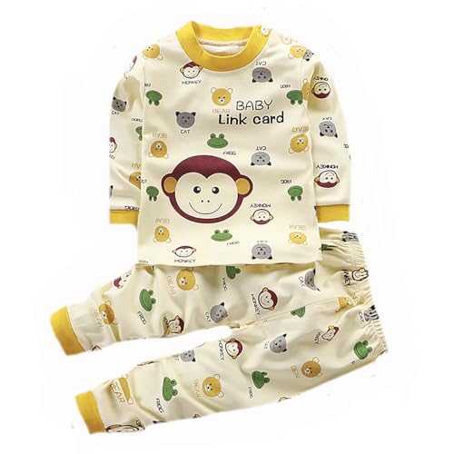 Hausanzug Kinder - Cartoon Tier Schlafanzug Jungen Mädchen Pyjama Set für Kleinkind Baby Zweiteiler Schlafanzüge Langarm Pullover + Sporthose Set Niedlich Nachtwäsche Bekleidungssets für 0-7 Jahre von Generic