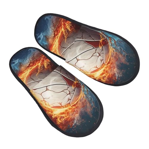 Hauspantoffeln Eis- Und Feuervolleyball Kunstalpaka Baumwolle Pantoffeln Rutschfeste Pantoffeln Für Weihnachten Drinnen Winter M von Generic