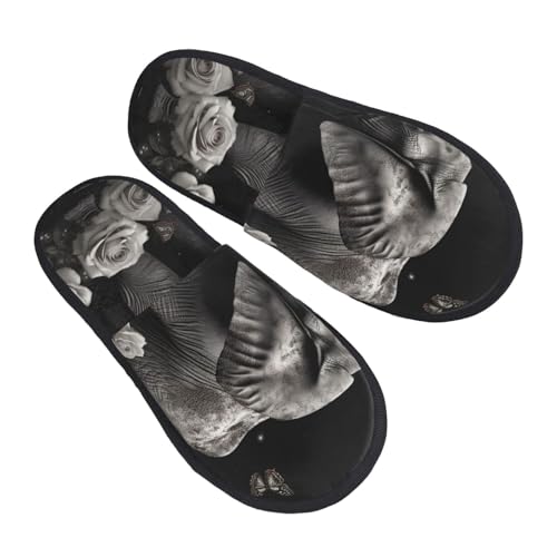 Hauspantoffeln Elefant Und Schmetterling Scuff Hausschuhe Wärme Slippers Für Draußen Den Alltag Drinnen M von Generic